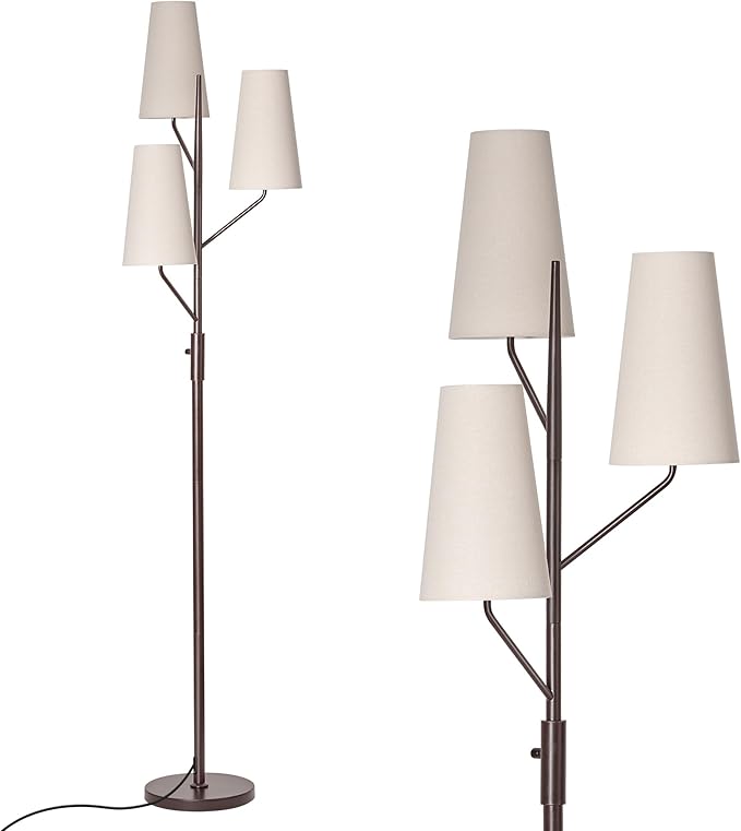 Floor Lamp for Living Room, 70" Tall Farmhouse Standing Lamp with Linen Shades, Industrial Rustic Tree Floor Lamps for Bedroom, Office and Dining Room(Bulb Not Included)