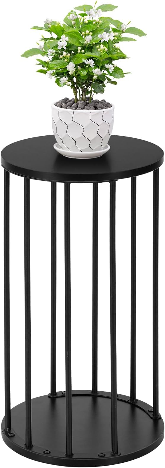 Plant Stand Indoor,small plant stool,Flower Pot Corner stand holder,Mid Century Heavy Duty Metal Tall Home Decor,Modern Round End Table,Small Rustic Display Stand for Living Room,Bedroom(Black,21In)
