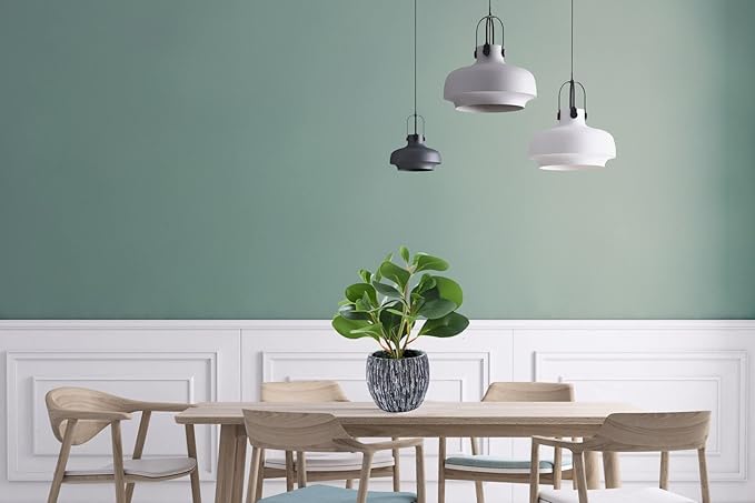 AlphaAcc Artificial Plants Real Looking and Touching Fake Plant Evergreen Plastic Fiddle Leaf Fig Plant with Rustic Black Cement Planter for Housewarming Office Desk Decor