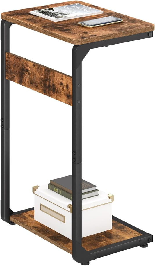 C-Shaped End Tables, Small Side Table for Couch, Sofa TV Tray Table for Living Room, Bedroom, Bedside ET-YB-BRW1
