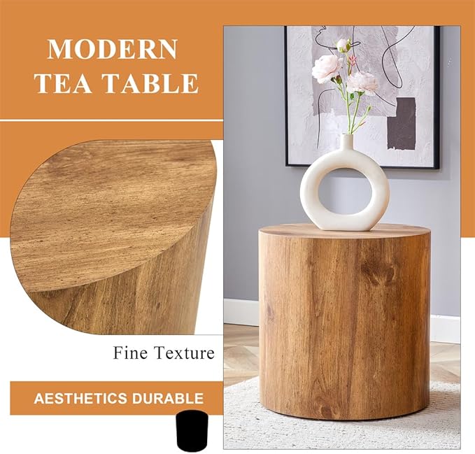 Round Side Table, End Table Living Room Table, Sofa Couch Bedside Table, Nightstand for Small Spaces, No Assembly Required - Ready to Use