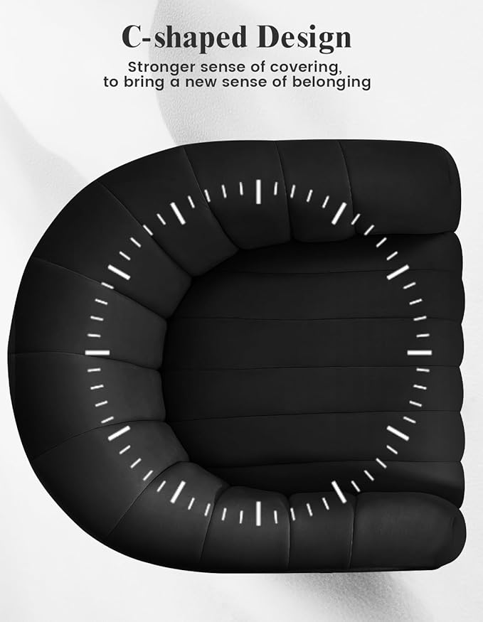 Kromax Swivel Accent Chair with Armrest, Set of 2, Mid Century 360 Degree Swivel Barrel Chair Overstuffed Tufted Velvet, Ideal for Living Room, Bedroom, Reading Room, Black