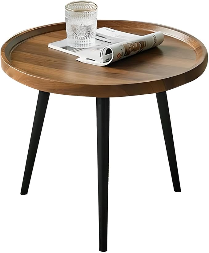 Jessie Small Round Coffee Tables,50x50x48cm Mid Century Modern Nesting Tables,Easy Assembly Circle Walnut Coffee Tables with Non-Slip Feet,Nesting Coffee Table for Living Room Balcony Yard