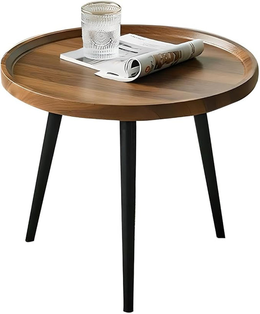Jessie Small Round Coffee Tables,50x50x48cm Mid Century Modern Nesting Tables,Easy Assembly Circle Walnut Coffee Tables with Non-Slip Feet,Nesting Coffee Table for Living Room Balcony Yard