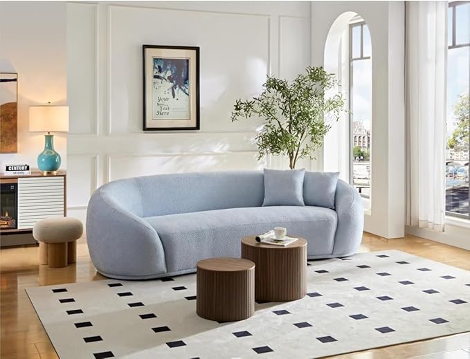 KEVINSPACE Small Coffee Table Nesting End Table Set of 2, Round Coffee Table with Storage Function Wood Side Table Circle Accent Tables for Small Spaces Living Room Bedroom Balcony Office Walnut