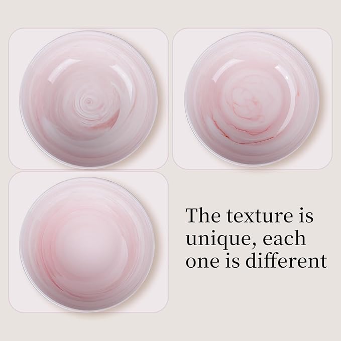 Large Decorative Fruit Bowl, Marble-patterned Ceramic Bowl for Coffee Table Entryway Kitchen Modern Home Decor Centerpiece 9.5 Inches, Pink