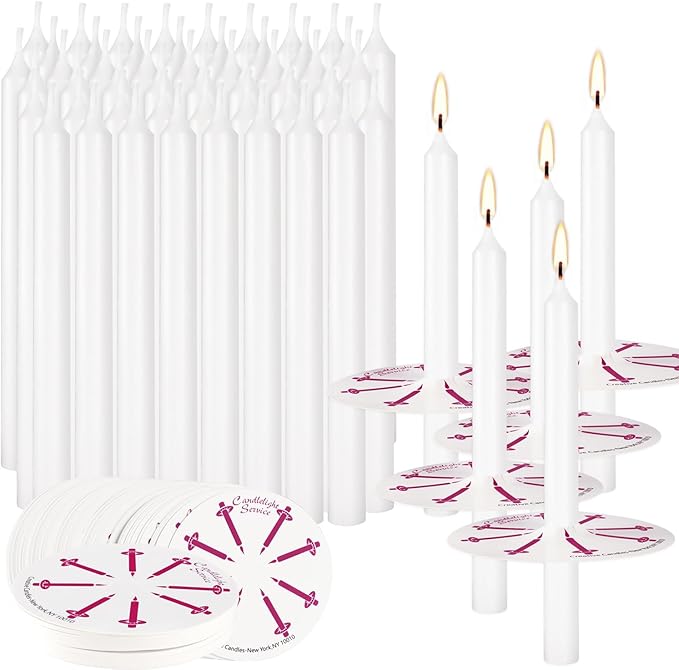 150 Packs Unscented White No Smoke ChurchCandles with Drip Protectors for Devotionalcandlelight Vigil Service.