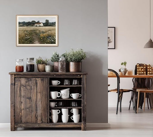 YUEYARIT Framed wall art, vintage wall decor, modern farmhouse style decor, canvas printed pictures, suitable for gifts, cottagecore bedroom, bathroom, living room, and office artwork.