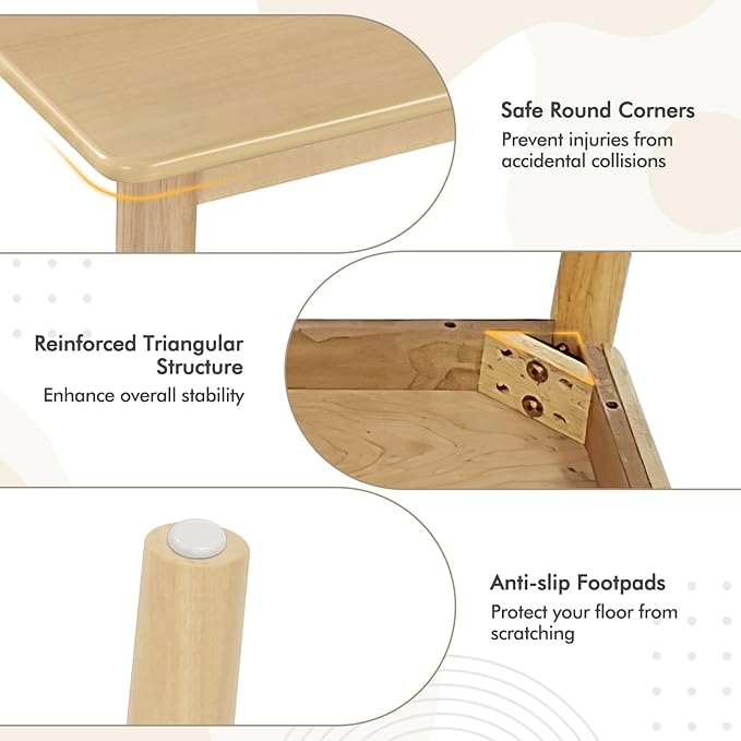 Giantex 48-Inch Dining Table with Rubber Wood Legs, 220 LBS Capacity, Farmhouse Rectangular Dinette Table for Dinner, Small Space, Apartment, Dining Room Table, Kitchen, Natural