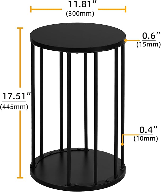 Plant Stand Indoor,small plant stool,Flower Pot Corner stand holder,Mid Century Heavy Duty Metal Tall Home Decor,Modern Round End Table,Small Rustic Display Stand for Living Room,Bedroom(Black,18In)