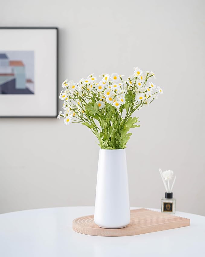 10" White Vase - Large White Ceramic Flower vase, Boho Vases for Pampas Grass, Minimalist Modern vases for Home Decor, Table Shelf Living Room Farmhouse Decor