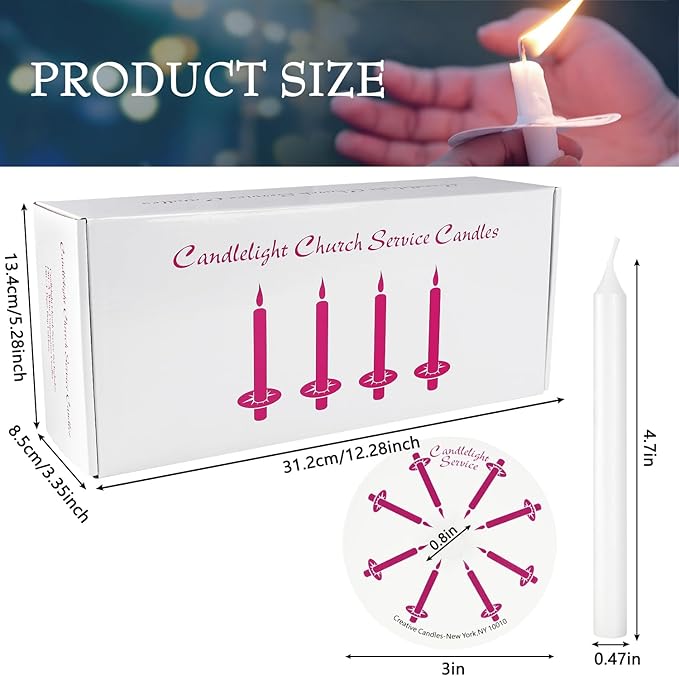 150 Packs Unscented White No Smoke ChurchCandles with Drip Protectors for Devotionalcandlelight Vigil Service.