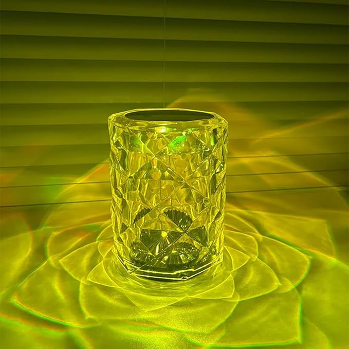Portable Crystal Table Lamp, 3-Color Touch Control Rechargeable, 3-Levels Brightness Room Decor, Crystal Bedside Night Light for Kids, Bedroom & Dining Room (16 Color Rose)