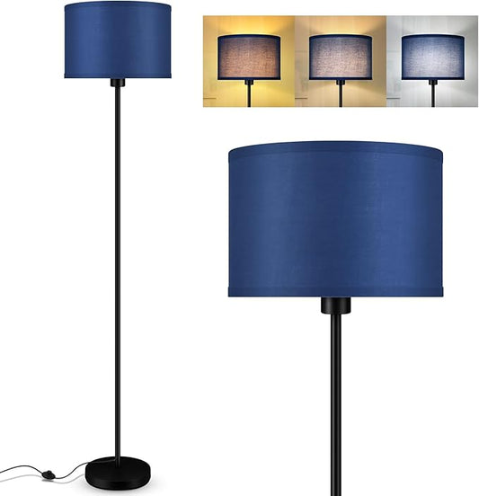 BoostArea Floor Lamp Blue, Standing Lamp, Small Floor Lamps for Living Room, Simple LED Tall Lamp with Lampshade, On/Off Foot Switch, Corner Pole Lamps for Bedroom/Office/Kids' Room(Without Bulb)