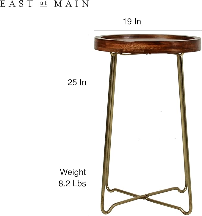 East at Main Aria Solid Mango Wood Tray Top Table (Side Table)