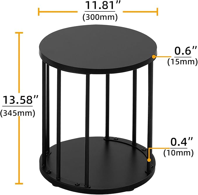 Plant Stand Indoor,small plant stool,Flower Pot Corner stand holder,Mid Century Heavy Duty Metal Tall Home Decor,Modern Round End Table,Small Rustic Display Stand for Living Room,Bedroom(Black,2 Packs)