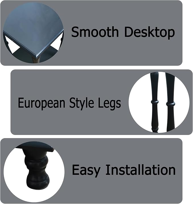 TaoHFE Square Black French Style End Side Table with Open Shelf Retro Vintage 2-Tier Bedside Table for Living Room Small Space