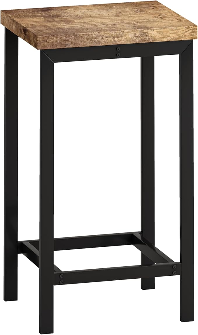 Merax 4 Piece Block-Color Pub Dining Table Set,Modern Bar Table Set with 60.24 Long Dining Table w/Hanging Stool Design and 3 Stools,for Breakfast Nook Living Room Small Space Restaurant,Natural+Black