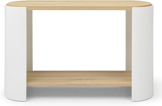 48" Console Table for Entryway, Small End Side Table, Nightstand with 2-Layer Storage Shelves, Sofa Small Spaces, Living Room, Bedroom, Stable Frame, Easy Assembly,Oak+White