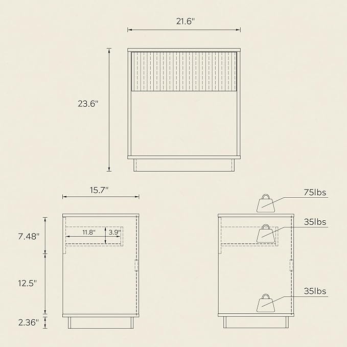 Fluted End Table with Drawer, Modern Wooden Nightstand Bed Side Table with Storage Shelf Bedside Night Stand for Bedroom Living Room Sofa, Natural Oak