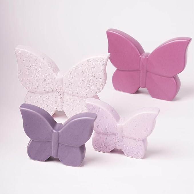 Butterfly Decor Statue Animal Figurine Gifts Modern Arts Ceramic Sculpture Cream 6.7 inch