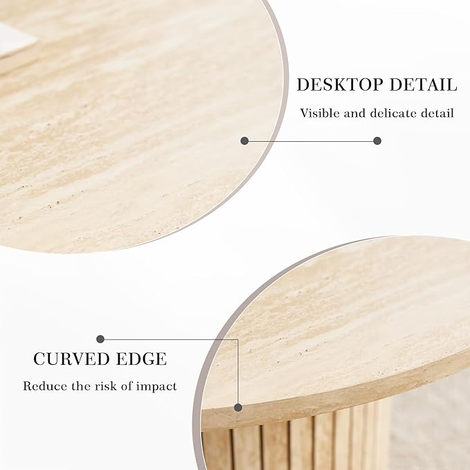 Small Round Coffee Table Set of 2, Wood Finish Nesting Coffee Tables, Boho Circle Side Table for Living Room (φ27.6 Large Short + φ15.8 Small Tall)