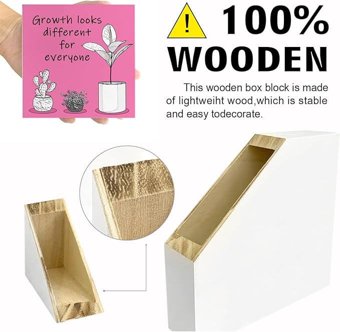 LVQHI Inspirational Wood Block Sign,Growth Looks Different for Everyone Plant Motivational Wooden Block Sign for Home Bedroom Office Desk Table Decor,Inspirational Cheer Up Gift for Coworker Red