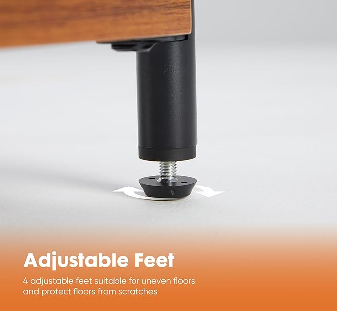 Sweetcrispy 3-Tier End Table Set of 2, Side Table with Adjustable Feet, Small Nightstand Space-Saving for Bedroom Living Room Office, Brown