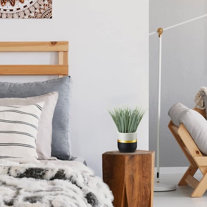 Artificial Plants Small Faux Plant Decor Fake Potted Plant Faux Plants in Pots Fake Grass Pot for Home Table Office Desk Room Bathroom House Indoor Decorative Gifts