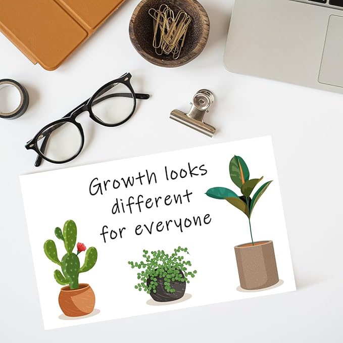 LVQHI Inspirational Wood Block Sign,Growth Looks Different for Everyone Plant Motivational Wooden Block Sign for Home Bedroom Office Desk Table Decor,Inspirational Gift for Coworker Friend 10x6 IN