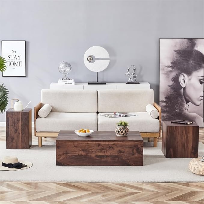 Coffee Table Set for 3, Modern Living Room Table Set, Wood Center Table Set, No Assembly Required - Ready to Use