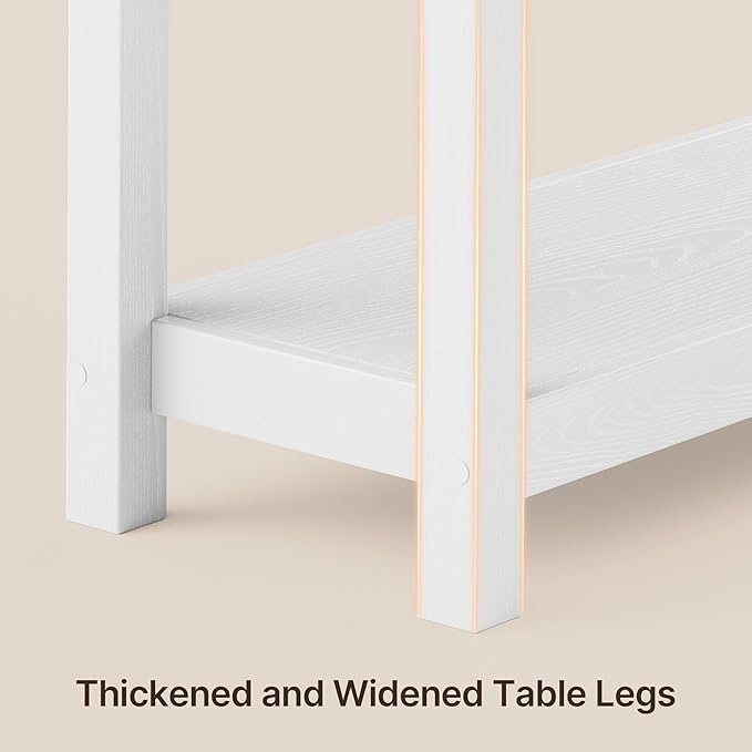 Gizoon Console Table with Drawers, Sofa Table with Storage Shelves, 2-Tier Wooden Entryway Table for Living Room, Kitchen, Hallway, Foyer, White