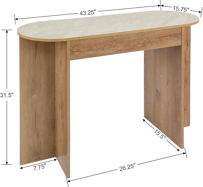 Mid Century 43 Inch Console Table, Farmhouse Wooden Console Table for Living Room, Narrow Sofa Table Behind Couch, Entryway Table, Natural Finish