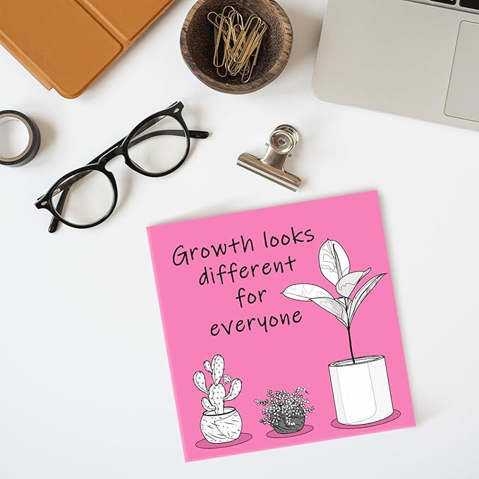 LVQHI Inspirational Wood Block Sign,Growth Looks Different for Everyone Plant Motivational Wooden Block Sign for Home Bedroom Office Desk Table Decor,Inspirational Cheer Up Gift for Coworker Red