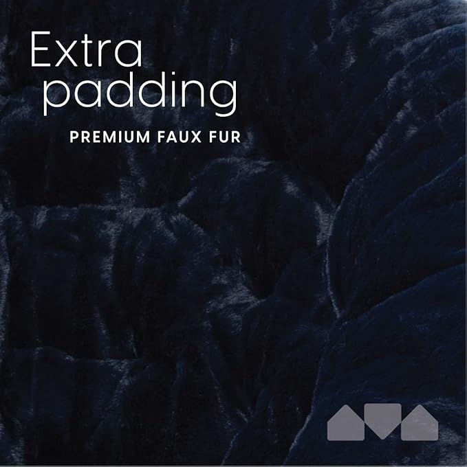 Milliard Saucer Chair For Adults, Teens & Kids, Navy Blue, Faux Fur XL Circle Chair for Bedroom, Dorm & Gaming, Foldable Comfy Accent Seat for Small Spaces, Folding Moon / Mushroom / Round Style