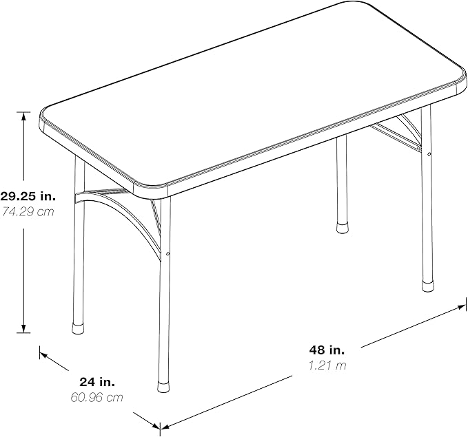 Office Star Resin Multipurpose Rectangle Folding Table for Indoor or Outdoor Use, 4 Feet x 2 Feet