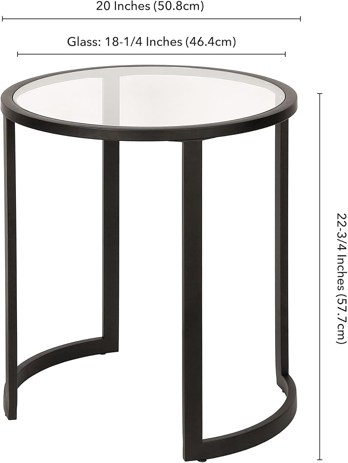 Mitera 20'' Wide Round Side Table in Blackened Bronze