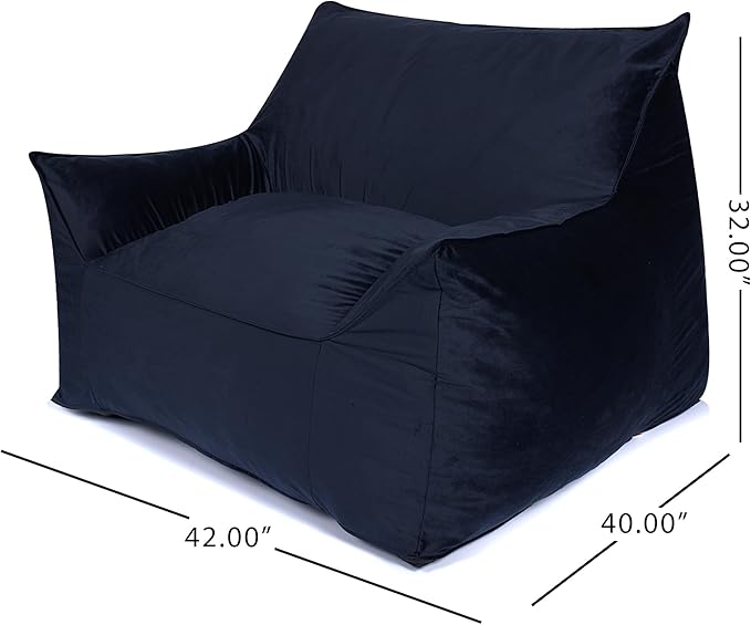 Foamma Large Bean Bag Chair for Adults, Navy Blue – Single-Person Bean Bag Chair with Armrests, High-Density Foam, Cozy and Plush Reading Seat, Ideal for Bedroom and Relaxation