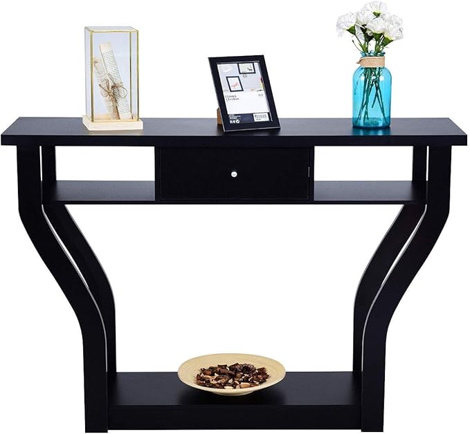 Safeplus 47" Accent Console Tables with Drawer and Shelf for Living Room Hallway Entryway
