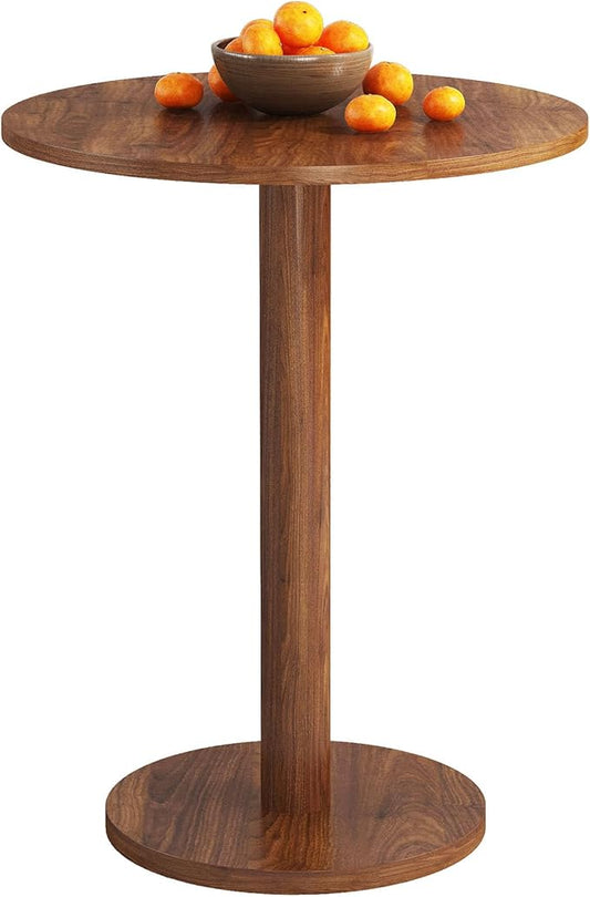 Round Dining Table, Circle Dining Table for 1-2 23.6 in, Modern Farmhouse Dinner Table Breakfast Tulip Table, for Kitchen/Small Space/Little Nook - Walnut