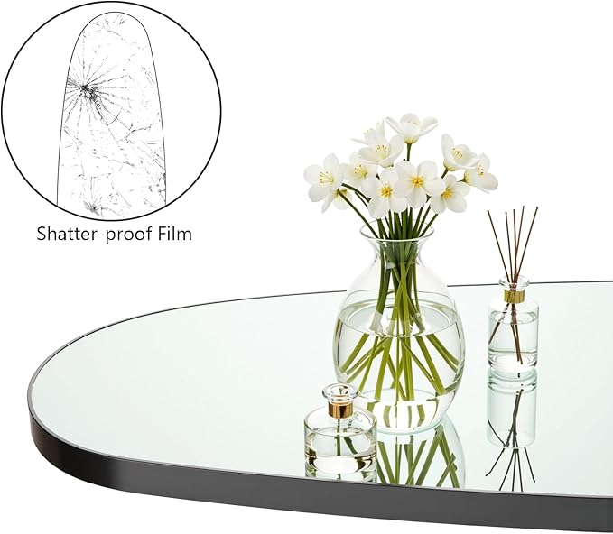 15"x32" Black Triangle Mirror,Irregular Wall Mirror for Bathroom,Asymmetrical Vanity Mirror with Metal Frame for Living Room Bedroom Entryway