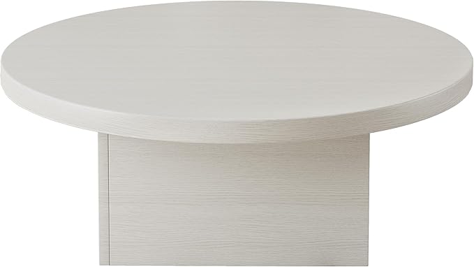 Farmhouse Coffee Table, 35.5" Modern Center Tables Wood Cocktail Table, Scratch-Resistant Accent Table with Sturdy Frame for Living Room, Home Office & Lounge
