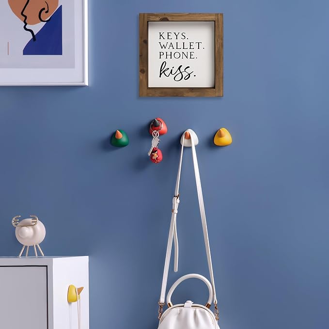 flangairy Keys Wallet Phone Kiss Sign, 6 Inch Wooden Entryway Table Wall Decor Ideas, Foyer Entry Home Decorations