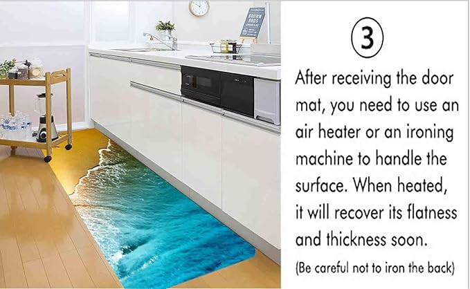 Bath Rugs Sponge Foam Absorbent Soft for Bathroom and Kitchen (47x18 inches), Flannel Mat Non Slip Bright 3D Print for Bedside and Living Room(Starfish Beach)