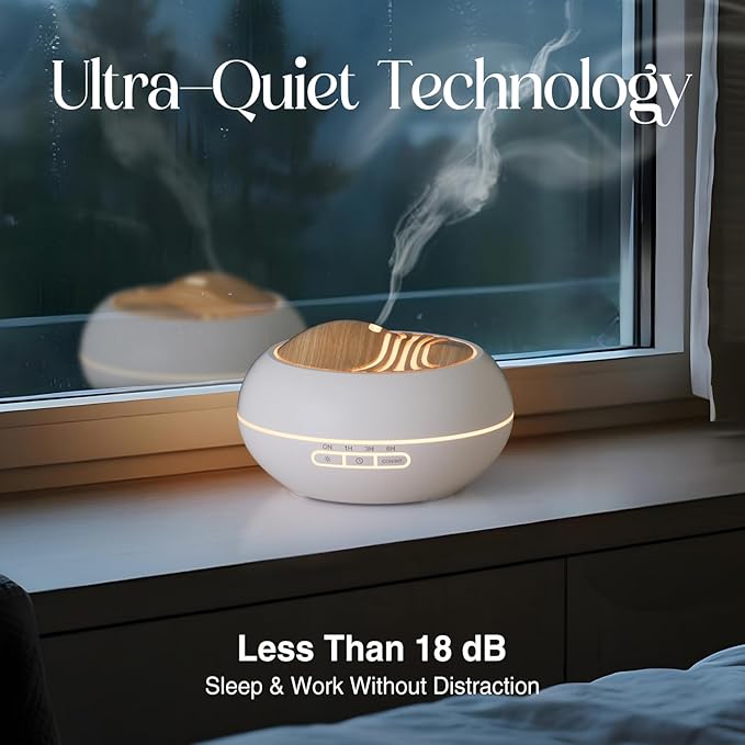 SALKING Essential Oil Diffuser 400ml, Diffusers for Essential Oils with 2 Mist Mode, Aromatherapy Diffuser Cool Mist Humidifier with 7 LED Night Light, Timer & Auto-Off, Large Room Diffuser (White)
