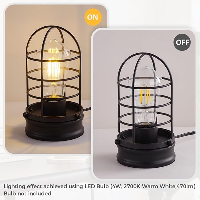 Cerdeco Small Vintage Table Lamp,Industrial Desktop Lamp for Bedside,Bar,Cafe,Bedroom,livingRoom,(Bulb Not Included)