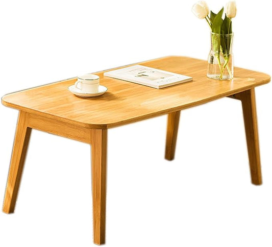 Coffee Table Foldable Mid Century Desk TV Stand with Open Storage Shelf Center Table for Living Room Furniture RV No Assembly, Natural (39.37IN)