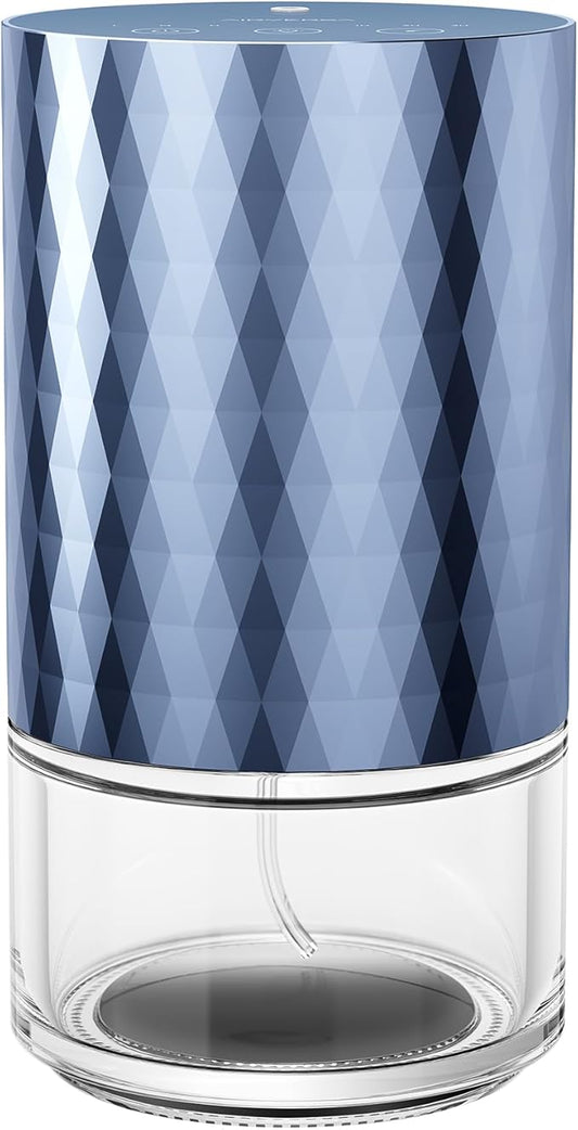Waterless Diffuser Essential Oil 100mL Capacity Scent Air Machine for Home Aromatherapy Premium Metal Nebulizer Battery Operated 3 Mist Settings 3 Countdown Timers Color Light AN5(Ice Blue)