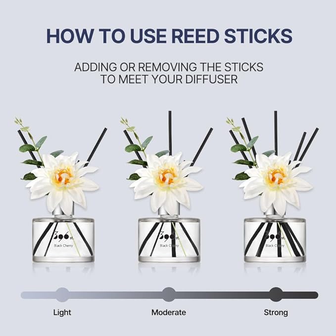 396 st. Dahlia Flower Reed Diffuser, Red Rose, 200ml(6.7oz) / Reed Diffuser Sets, Home Fragrance, Scented Oils, Home & Bathroom Décor