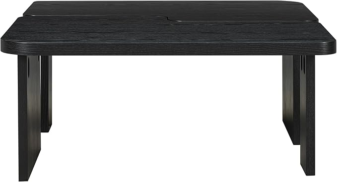 Modern Minimalist Coffee Table Set, Rectangular Modular Splicing Design, MDF Top & Wood Grain Veneer, Multifunctional Combination Center Table for Living Room,Black